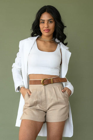 Linen tailored shorts