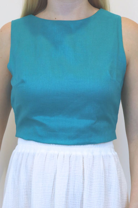 Linen sleeveless crop top