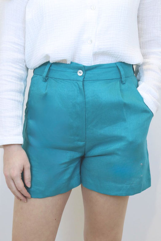 Linen fitted shorts