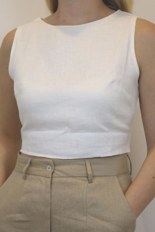 Linen sleeveless crop top