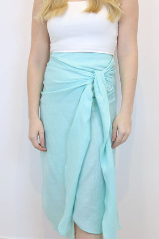 Linen long wrap skirt