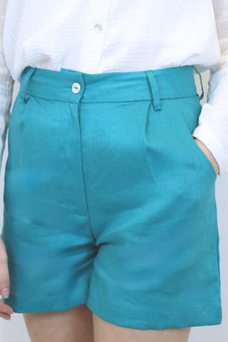 Linen fitted shorts