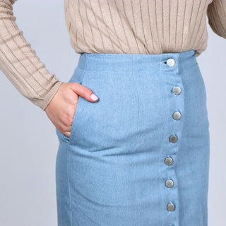 Button up midi skirt pocket