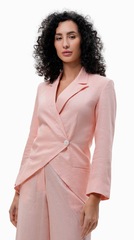 Linen signature wrap blazer