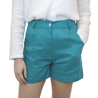 Front of Linen fitted shorts
