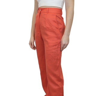 Side image of Linen formal straight leg trousers