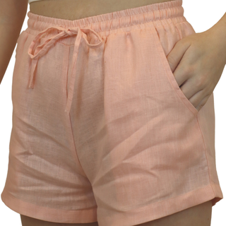 Waist detail of Linen loose fit shorts