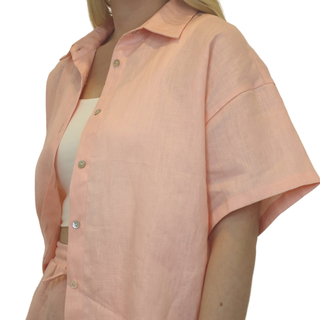 Side of Linen oversized short sleeved shirt