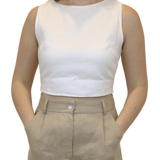 Image 1 of Linen sleeveless crop top